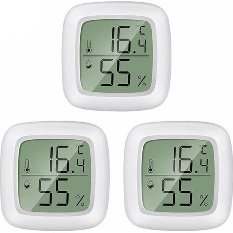 3pcs - thermomètre électronique et hygromètre de haute précision avec aimant intégré et ruban adhésif double face. Best-seller , mini pour intérieur (1/5)