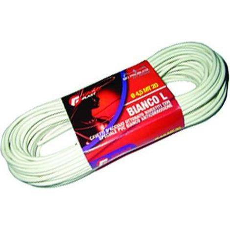 CAVETTO ACCIAIO OTTONATO RIVESTITO IN PVC BIANCO - ø mm.5x mt.20 -- FER 140324