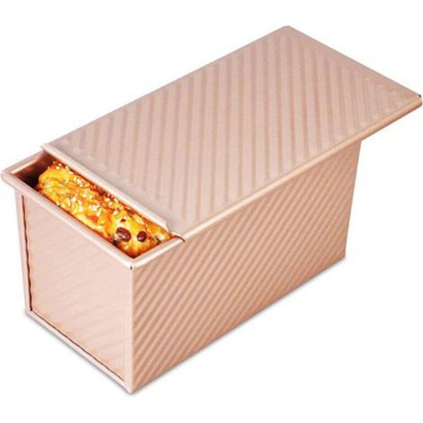 Toastbrotform für 1000 g Teig, mit Deckel (geriffeltes goldenes Rechteck) (1/5)