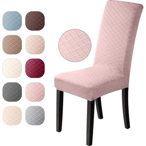 Housse de Chaise 4 pièces Couverture de Chaise de Élasthanne Jacquard Pattern Housse de Salle à Manger Universel Housse de Protection, très Facile à Nettoyer et Durable (Rose) (1/5)