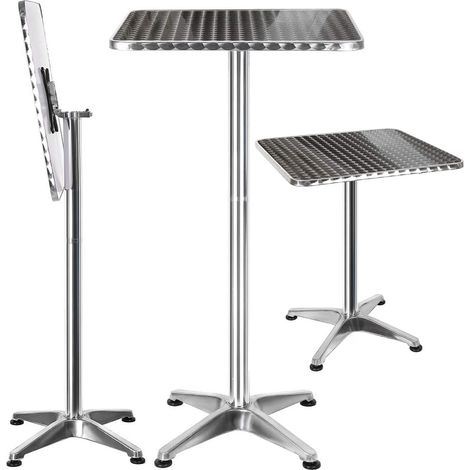Tavolino Bar Bistrot Alto Pieghevole Alluminio Quadrato 60x60x110cm Tavolo Pub (1/5)