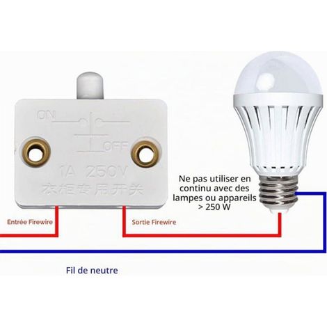 Interrupteur À Bouton Encastrable - 1 Pôle IP20 250 V 10 A - Pour Éclairage Appareils Électroménagers - Lot De 4 (1/5)