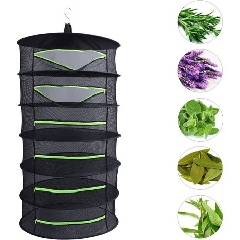 Support d'Herbes Fluorescent Vert Couverture à Fermeture Éclair Multifonction Imperméable Pendant en Filet à 6 niveaux (1/5)