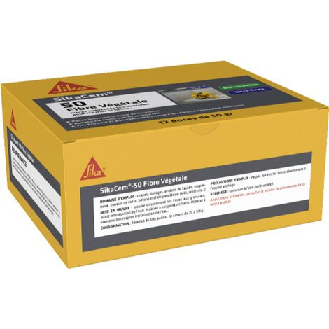 SIKA SikaCem-50 fibra vegetal - Para hormigón y mortero - 12 x 50 g dosis