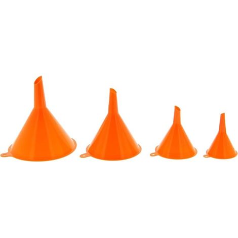 Imbuti in polietilene resistenti all'olio – Set da 4 (Ø 50/75/100/120 mm), arancione brillante, modello XL300604