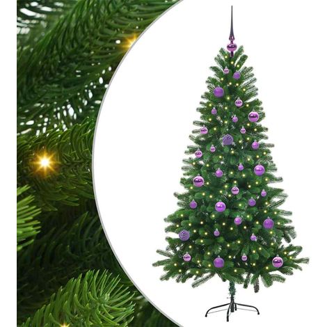 Sapin de Noël  Arbre de Noël avec 150 LED avec support Vert 150 cm PE (1/5)
