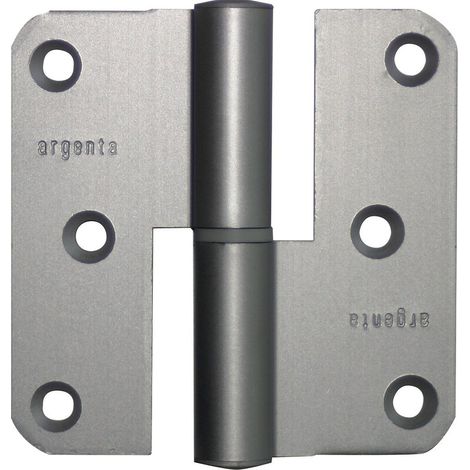 Paumelle 80 x 80 mm gauche aluminium anodisé argent à bouts ronds - ARGENTA