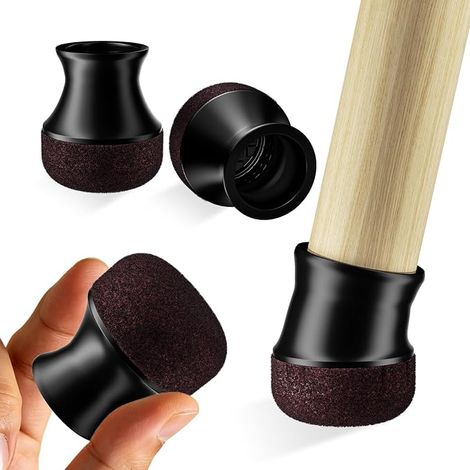 Protège-sol en silicone noir 24 pièces avec feutre amélioré, réduire le bruit et prévenir les éraflures, noir 15-20 mm (1/5)