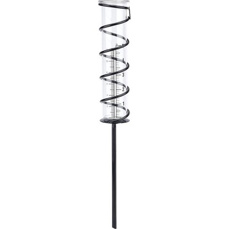NALOOKAMIC 12cm Pluviomètre en Verre Spirale Pluviomètre Cadre en Métal Pluviomètre en Verre Tasse à Mesurer Constatations de Fer Tube Verre Pluviomètre Décor pour Jardin Pelouse Arrière-Cour (1/5)