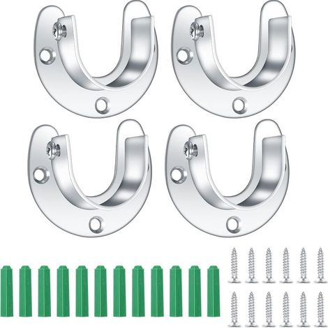 Support De Tringle À Rideaux - Acier Inoxydable 28 mm - Pour Placard Et Salle De Bain - 4 Pièces (1/5)