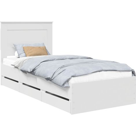 Bed Frame with Drawer White 75 x 190 cm Engineer Wood vidaXL (1/5)