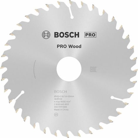 Bosch PRO Wood Kreissägeblatt, 165 x 2,6 x 30 mm, T36
