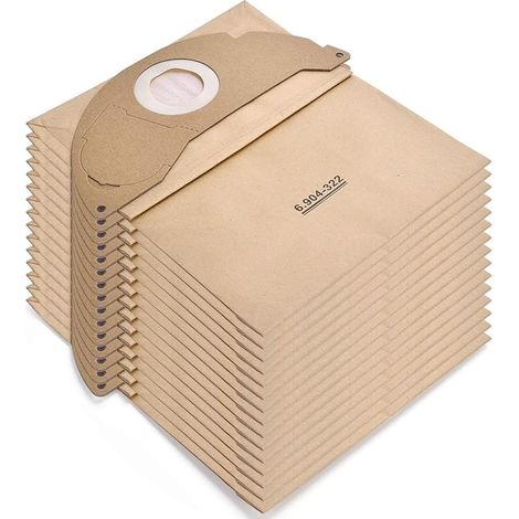 Confezione da 15 sacchetti filtro di carta di ricambio di alta qualità per aspirapolvere Karcher WD2 / MV2 / A2004 (6.904-322.0) (1/4)