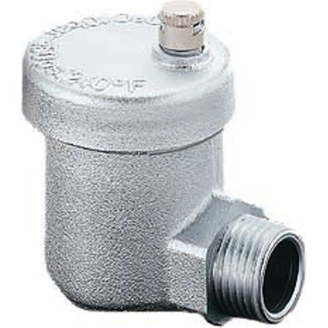 OVENTROP Purgador rápido con conexión angular PN 10, niquelado, sin desconexión automática DN 15, G 1/2, latón, 1088404