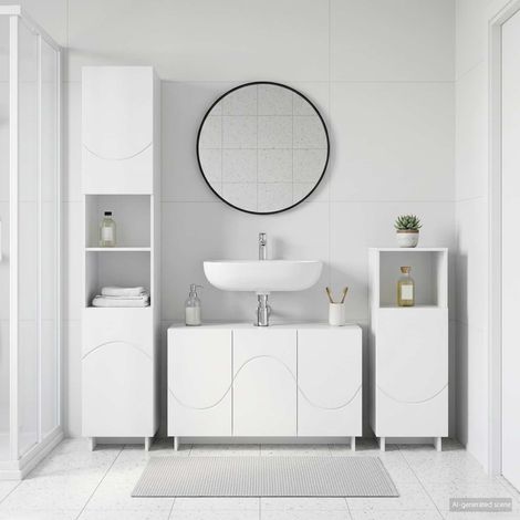 vidaXL Juego de Muebles de Baño 3 uds. Blanco Madera de ingeniería (1/5)