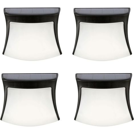 Lampe Solaire Extérieure, Lampe Solaire Murale 3 LED Étanche Éclairage de Sécurité Sans Fil Lampe Solaire de Jardin pour Patio, Cour, Maison, Allée, Escaliers (Pack de 4) - RW (1/4)