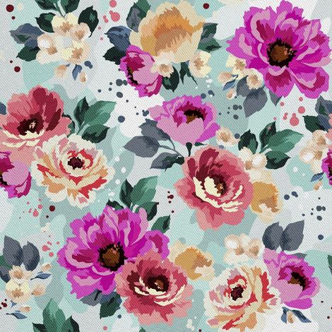 Tela decorativa para exteriores Oxford - motivo de flores pintadas 8 I DX131 (1/5)