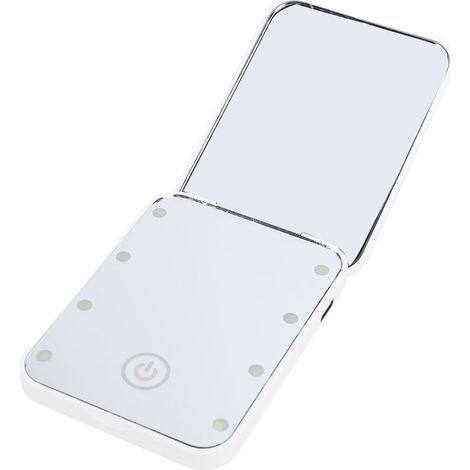 Miroir de maquillage de voyage compact à LED, grossissement double face, rechargeable, portable, petit miroir cosmétique lumineux blanc (1/5)