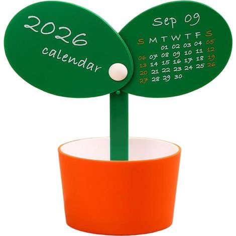 Creative Aesthetics Tischkalender 2026, Kalender 2026, 12-Monats-Kalender, Stifthalter (Orange) (1/5)