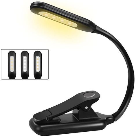Ecleanfy - Lampe de lecture rechargeable, lampe de lecture à 9 LED pour lire au lit avec 3 niveaux de luminosité, fixation facile par pince (1/5)
