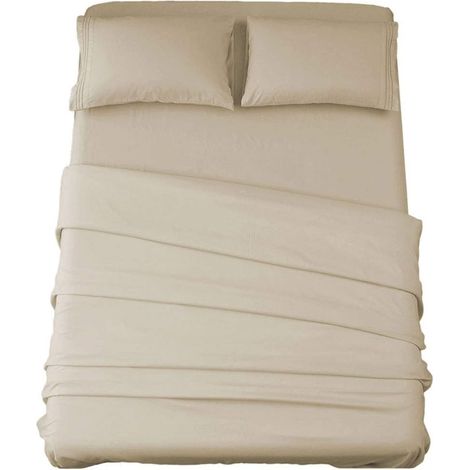 Ensemble de draps en microfibre super doux 1800 fils au pouce carré draps de lit égyptiens de luxe avec poches profondes ensemble de 4 pièces taille Queen (1/2)