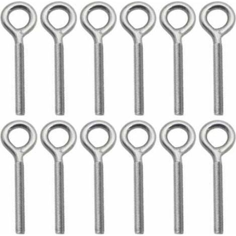 Lot de 12 boulons à œil M5 en acier inoxydable 304 – résistants à la corrosion, pour balançoires et équipements extérieurs