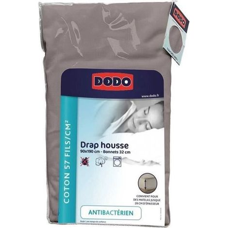 Funda de colchón DODO - 90x190 cm - Algodón - Coutil 32 cm - Topo - Fabricado en Francia
