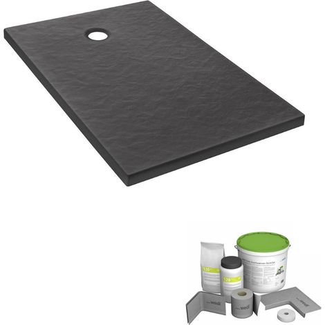 Pack receveur de douche 140 x 90 JACOB DELAFON Ipso rectangle gris anthracite + Kit d'étanchéité WEDI (1/5)