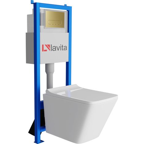 Bati support lavita lav 101 a 40 cm wc lago sans bord plaque de commande lav 20035 doree kit complet wc