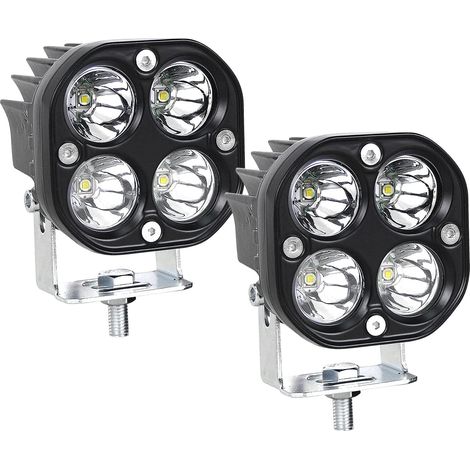(2PCS) Phare de Travail LED Tracteur 7.6cm 3'' 40W Blanc Projecteur LED 12V 24V Etanche IP67 Feux Antibrouillard LED pour 4x4 Voiture Camion SUV Bateau Carré