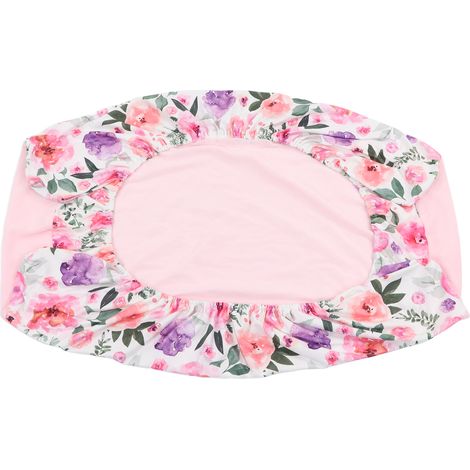 Housse de matelas à langer douce et agréable pour la peau, imprimé élégant, draps à langer amovibles pour bébés et nourrissons, motif fleurs roses rouges, peluche rose (1/5)