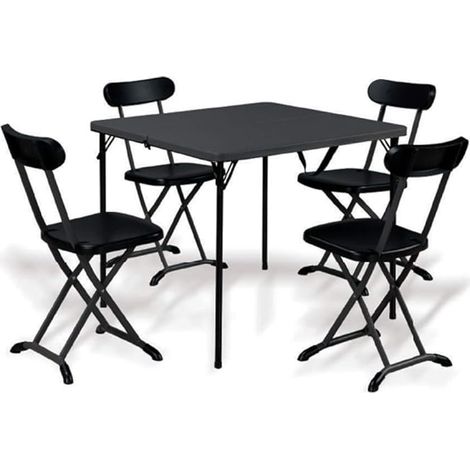 Garden Friend Horeca Set klappbarer Stahl + HDPE Tisch und 4 Stühle anthrazit (1/2)