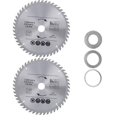 2 Stück Kreissägeblätter aus Hartmetall, 9,8 Zoll, für Holz, Spanplatten und Sperrholz. (1/5)