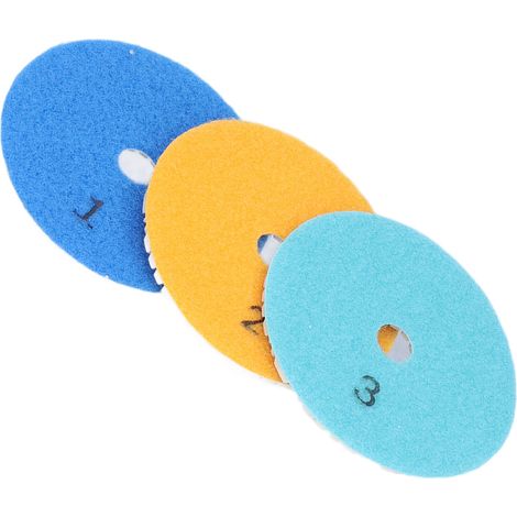 Set mit 3 Diamantscheiben (10 cm Durchmesser) zum Polieren von Marmor, Terrazzo und Beton – Schleifwerkzeug-Set (1/5)
