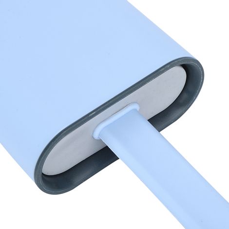 Brosse de toilette murale à long manche avec support, ensemble de brosses de nettoyage pour accessoires de salle de bain, bleu (1/5)