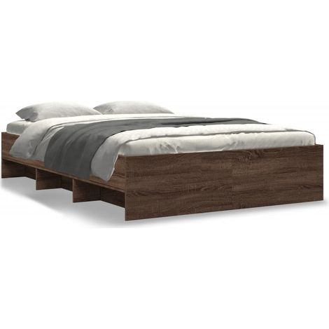 Maison Exclusive - Cadre de lit sans matelas chêne marron 140x190 cm (1/5)