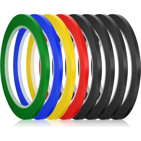8 Rollen Whiteboard-Klebeband, buntes Klebeband, selbstklebendes Klebeband, Whiteboard-Klebeband, Markierungsband, Zubehör, Grafikband, Markierungsband für Schule, Büro und Zuhause (3 mm x 66 m)