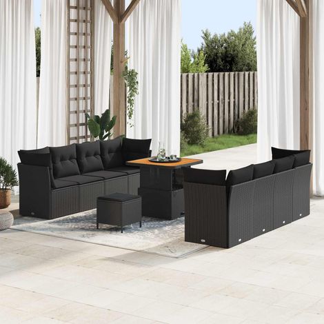 Gartensofa-set 11 pcs Schwarz Poly-Rattan (1/5)