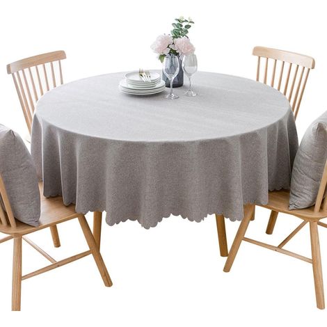 Nappe ronde imperméable et antitache, lavable, 180cm, Gris Clair