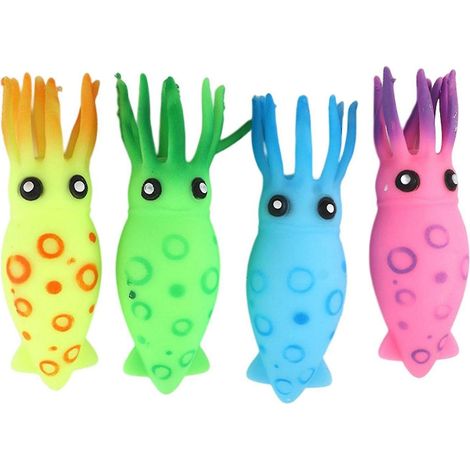 Balle anti-stress mignonne, très élastique, en forme de poisson-encre, aux couleurs vives, à presser pour soulager le stress.