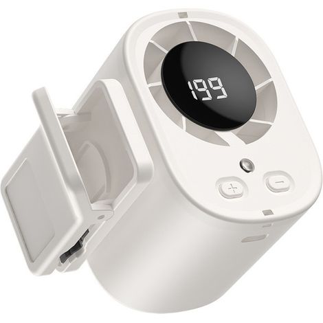 Ventilateur de voiture portable USB sur pince, 199 vitesses réglables, écran LED, rotation 360°, idéal pour voiture, bureau, voyage et camping extérieur, blanc (1/5)