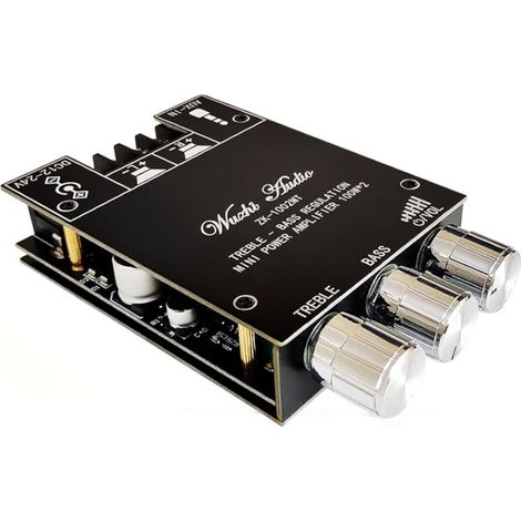 Carte d'amplificateur Bluetooth HiFi stéréo 2.0 TPA3116D2 - 2 x 100 W - Module d'amplificateur audio - Contrôle des basses et des aigus bleues 5.0 - Double canal AMP (1/5)