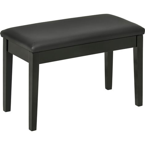 Banc pour piano avec assise rembourrée pieds en bois massif revêtement synthétique 75 x 35 x 49 noir (1/4)