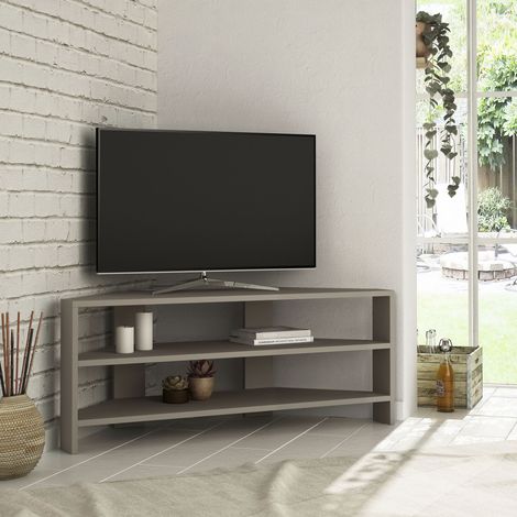 Decortie Thales Corner Modern TV Stand Multimedia Centre TV Unit Mocha Grey Corner 110cm