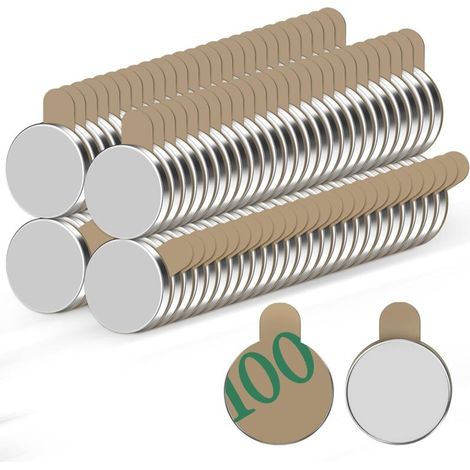 100 selbstklebende Magnete (8 x 1 mm) – Klein, für Kühlschrank, Mini, stark, flach, für Magnettafeln, weiß, geeignet für Bastelarbeiten und Fotos (1/4)