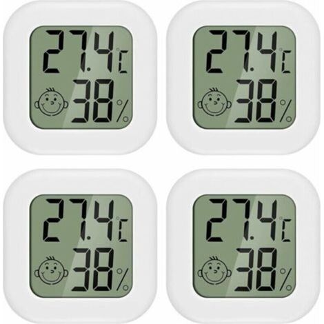 PAIRIER 4 pièces Mini LCD Thermomètre Hygromètre Interieur Termometre Maison Convient pour Les Chambres D'enfants,Les Chambres de Personnes âgées etc