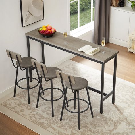 Ensemble table chaises bar 160 cm industriel gris OKMYHOME (1/5)