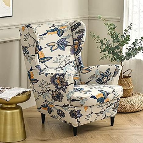 Housse Fauteuil A Oreilles - Housse Coussin En T - Extensible Polyester Elasthanne - Pour Salon Hotel Chambre - 2 Pieces (1/5)