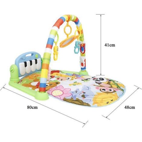 HSTURYZ Tapis d'éveil pour bébé, 4 en 1 bébé piano jouer gym tapis la musique et lumières cadeau pour les nouveau-nés, vert (1/4)