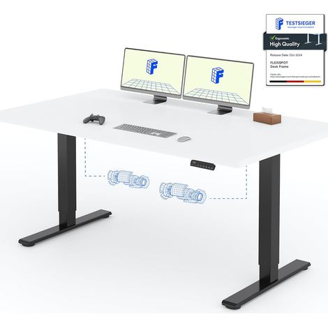 FlexiSpot Bureau Assis Debout Une Pièce 2 Mot 160×80. Noir+Blanc